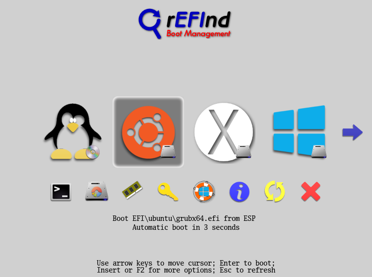 rEFInd presents a GUI menu for selecting your boot
    OS.